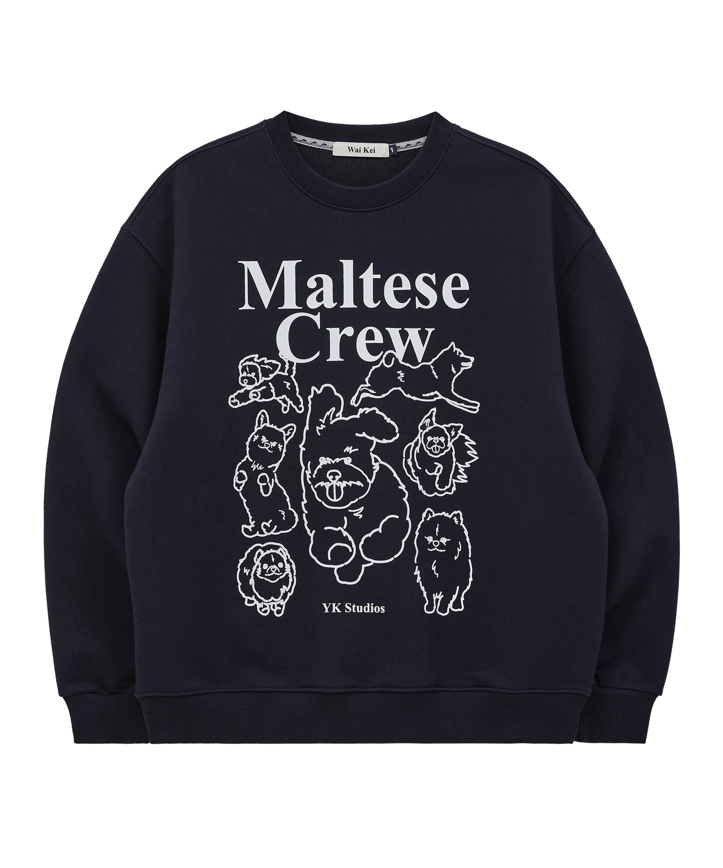 WAIKEI Maltese Crew Line Graphic Sweatshirt Navy