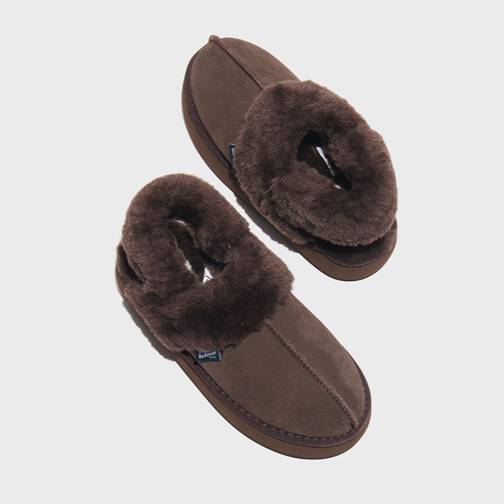 
                  
                    ROCKFISH CLOUDY FLATFORM FUR SLINGBACK - CHOCO
                  
                