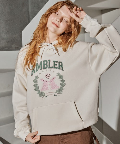 AMBLER Two Rabbit Embroidered Hoodie