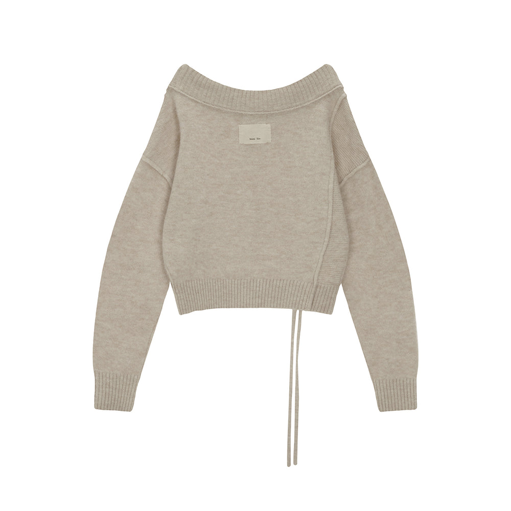 
                  
                    MATIN KIM OFF SHOULDER STRING KNIT PULLOVER IN BEIGE
                  
                