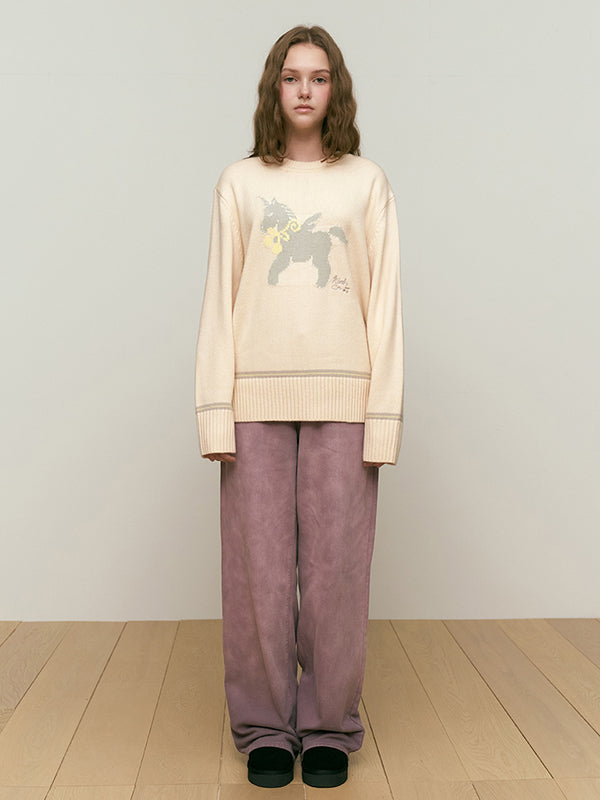 KIRSH CHERRY UNICORN JACQUARD KNIT IVORY