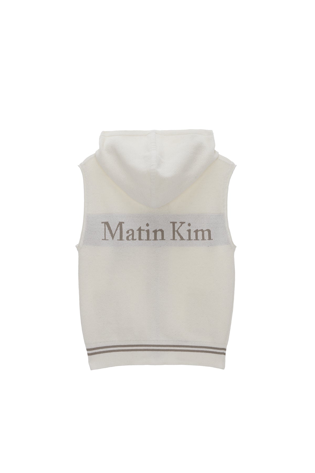 MATIN KIM HOODY POINT LOGO KNIT VEST FOR WOMEN IN IVORY