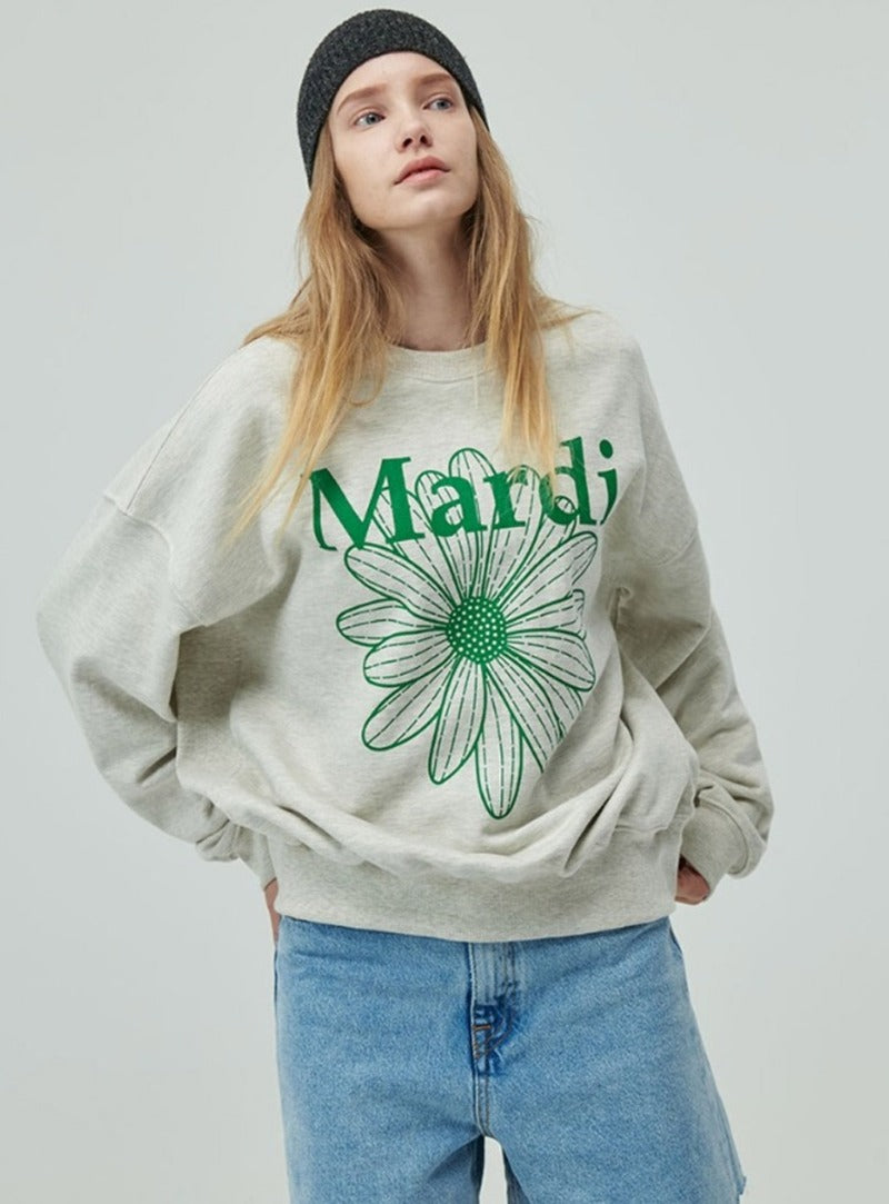 MARDI SWEATSHIRT FLOWERMARDI_OATMEAL GREEN