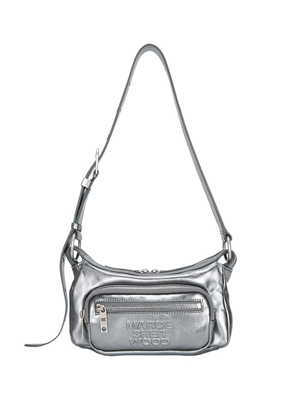 MARGESHERWOOD OUTPOCKET HOBO MINI_metallic grey foiled plain