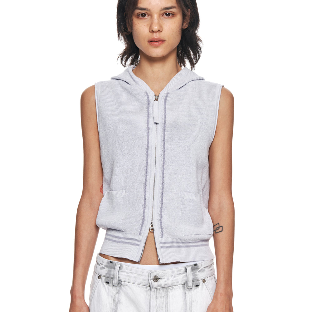 
                  
                    MATIN KIM HOODY POINT LOGO KNIT VEST FOR WOMEN IN LILAC
                  
                