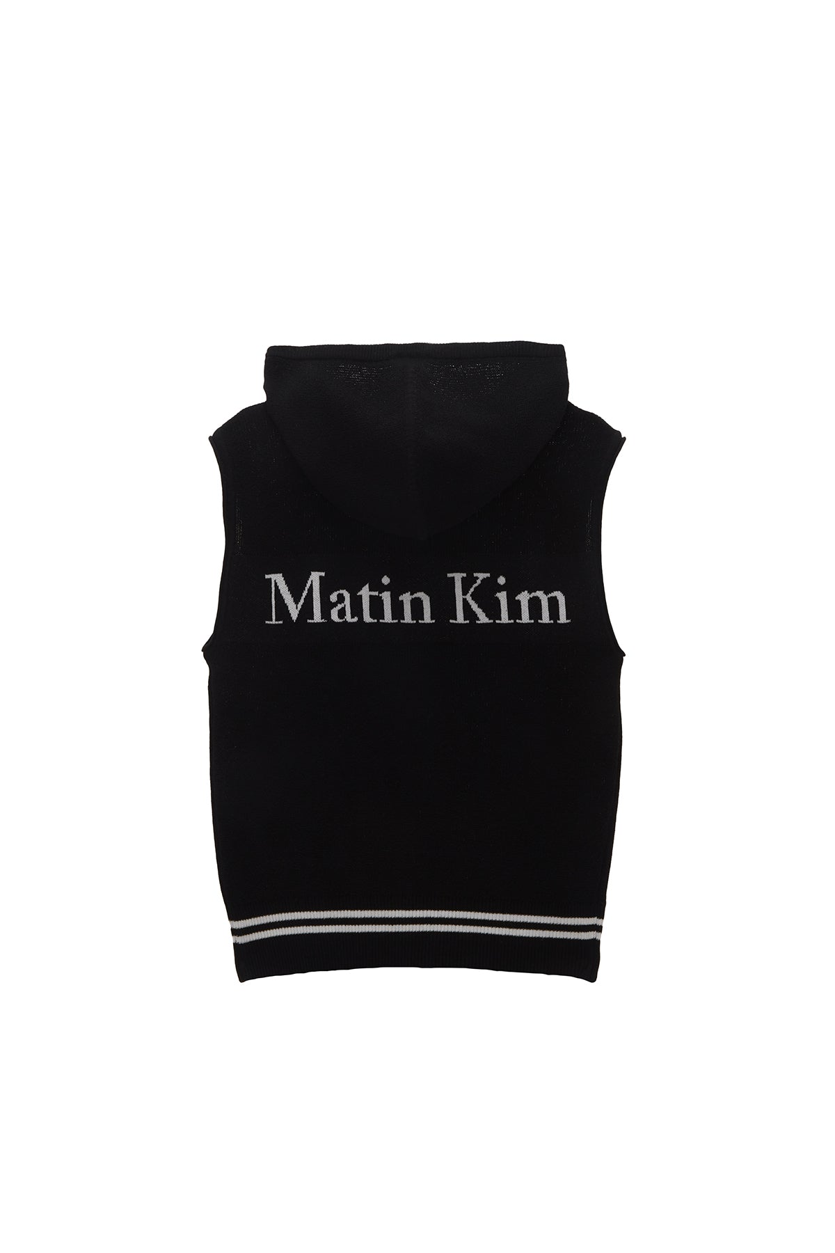 MATIN KIM HOODY POINT LOGO KNIT VEST FOR WOMEN IN BLACK