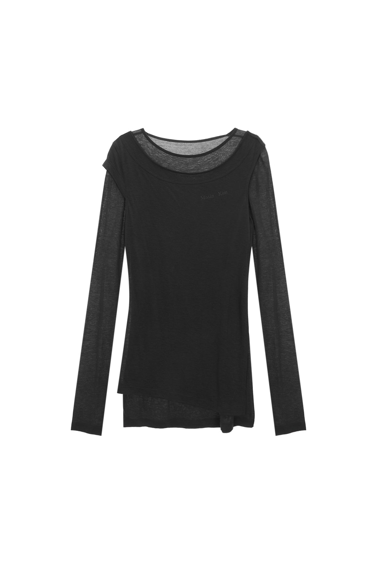 MATIN KIM SLIT POINT SLEEVELESS LAYERED TOP IN CHARCOAL