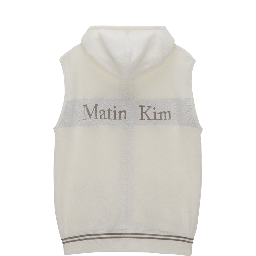 MATIN KIM HOODY LOGO KNIT VEST FOR MEN IN IVORY