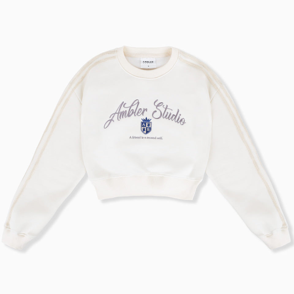 
                  
                    AMBLER Symbol Race Track Embroidery Crop Sweatshirt
                  
                