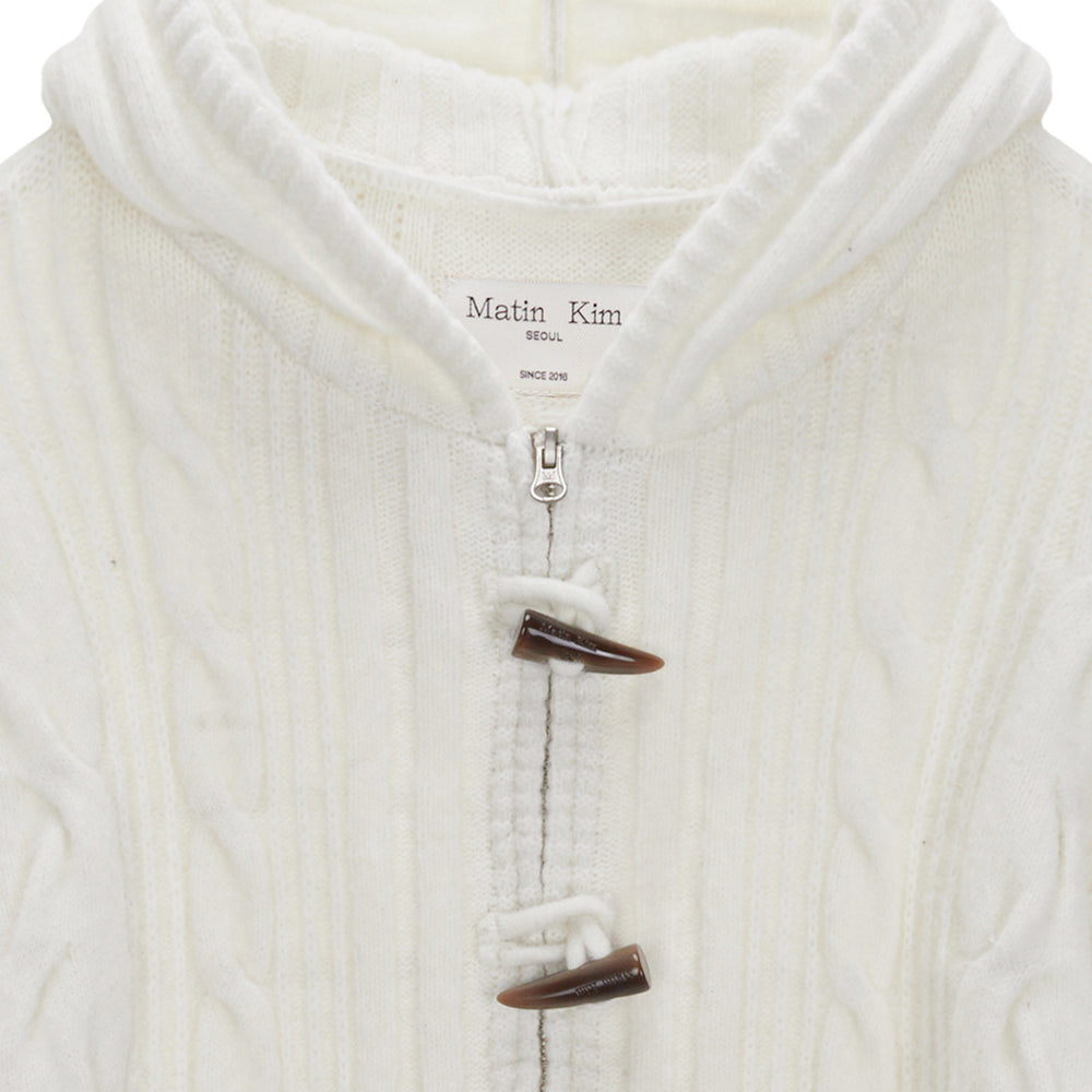 
                  
                    MATIN KIM CABLE KNIT HOODY TOGGLE CARDIGAN IN IVORY
                  
                