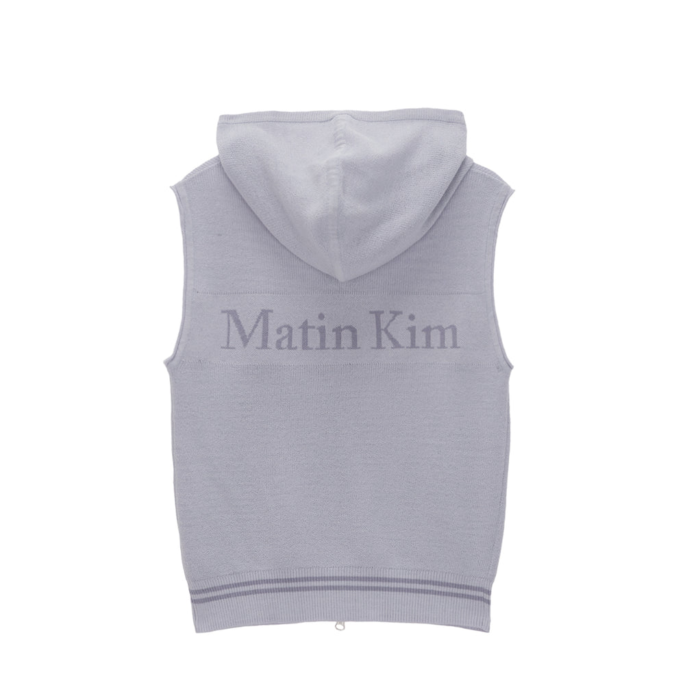 MATIN KIM HOODY POINT LOGO KNIT VEST FOR WOMEN IN LILAC