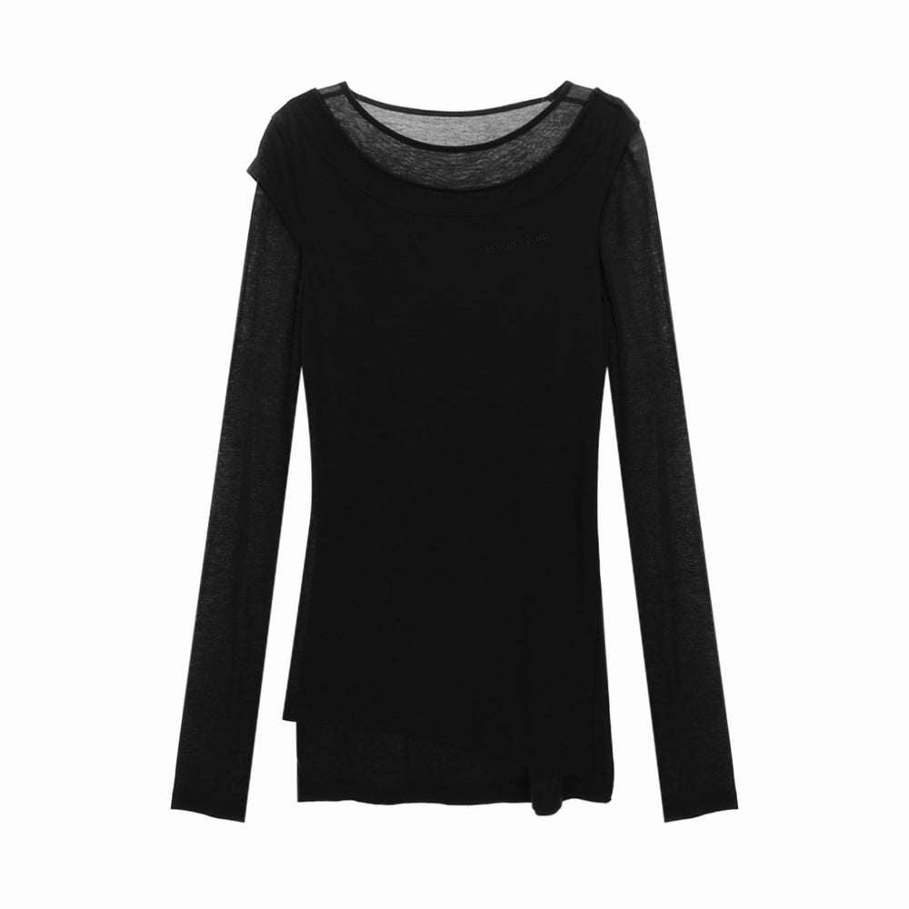 MATIN KIM SLIT POINT SLEEVELESS LAYERED TOP IN BLACK