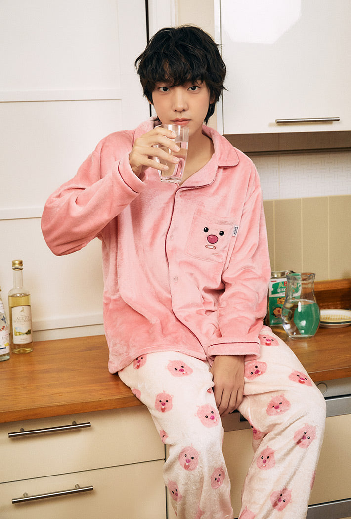 【IN STOCK】SPAO x LOOPY Sleep Pajamas Pink