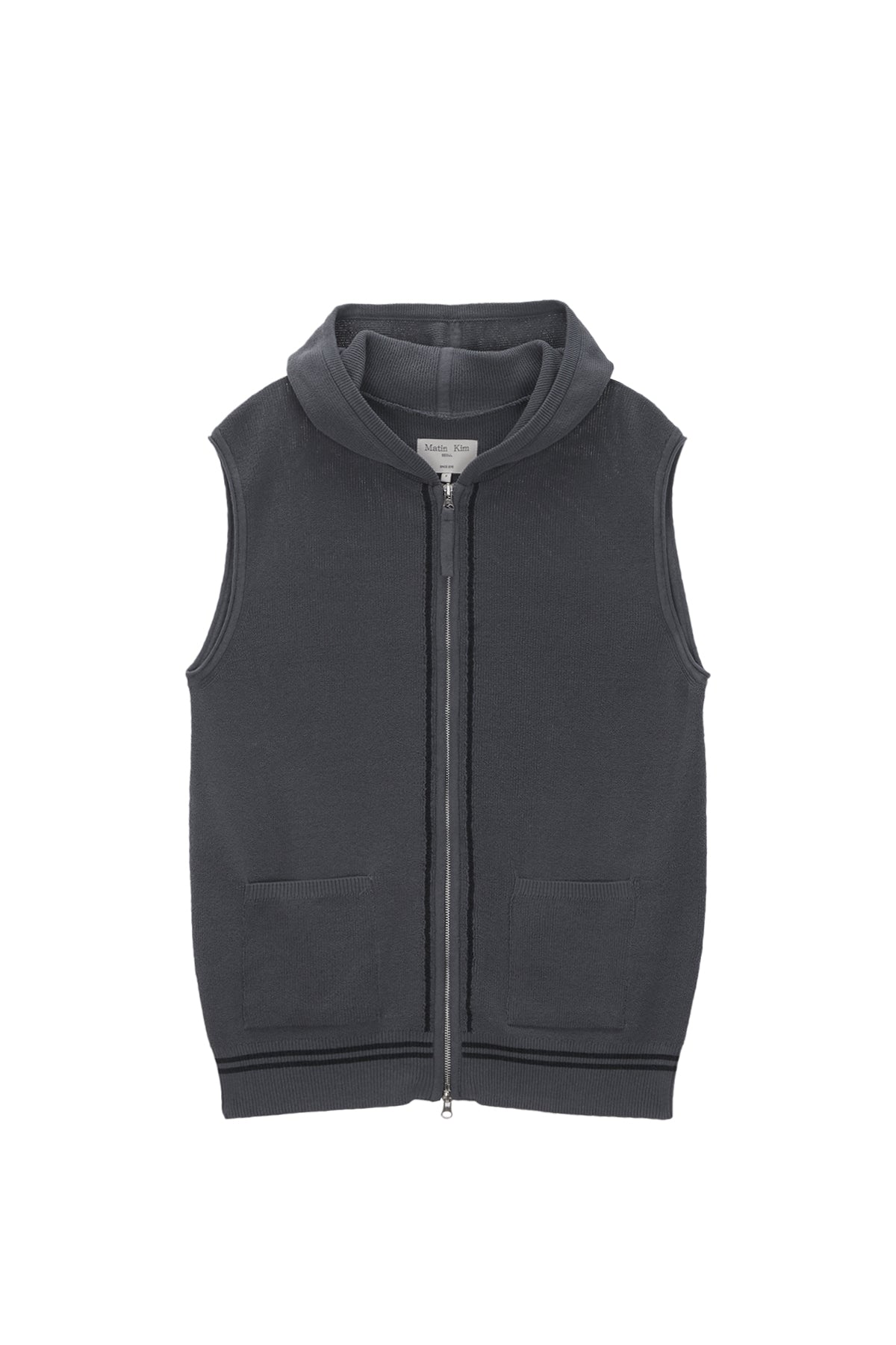 MATIN KIM HOODY LOGO KNIT VEST FOR MEN IN CHARCOAL