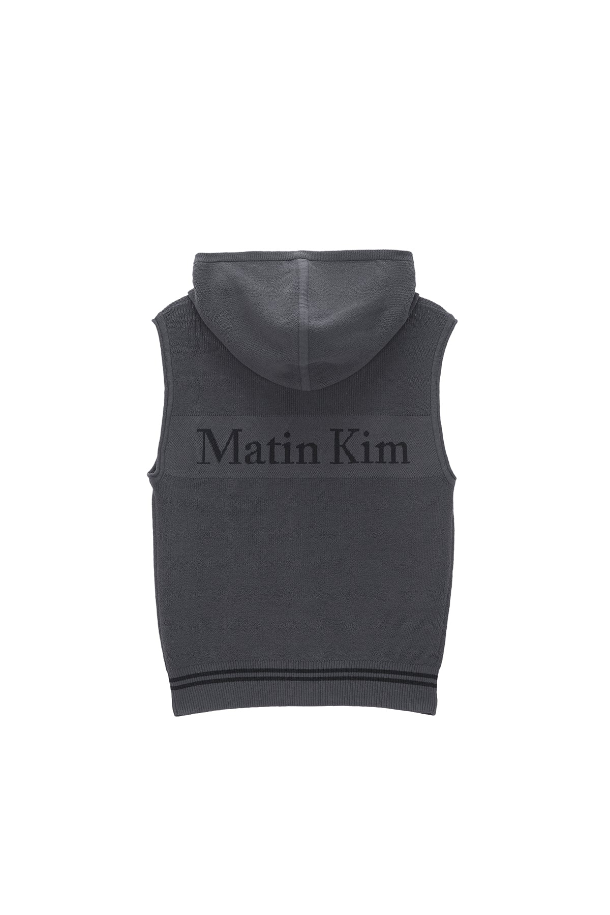 MATIN KIM HOODY POINT LOGO KNIT VEST FOR WOMEN IN CHARCOAL