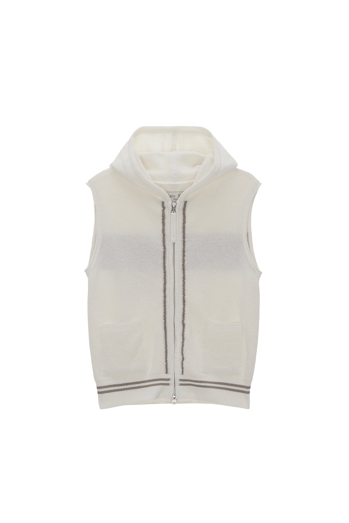 MATIN KIM HOODY POINT LOGO KNIT VEST FOR WOMEN IN IVORY