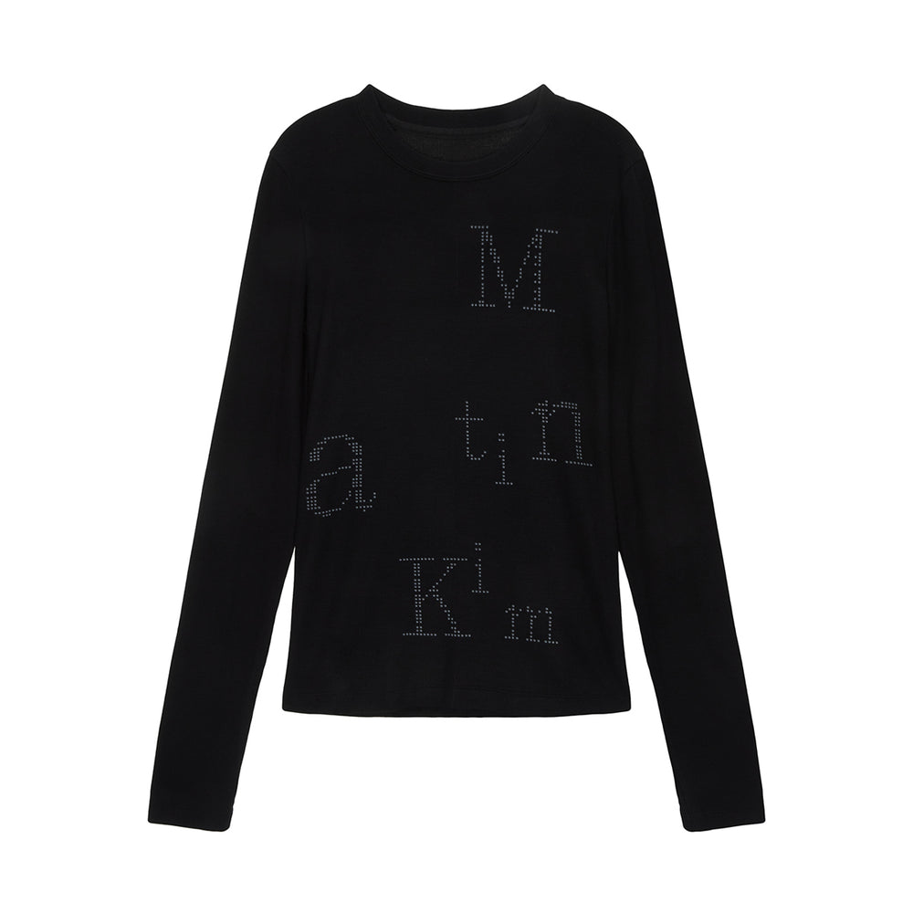 MATIN KIM DOT GRAPHIC LOGO LETTERING TOP IN BLACK