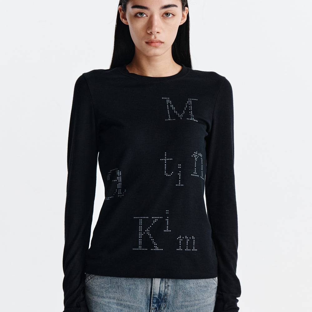 MATIN KIM DOT GRAPHIC LOGO LETTERING TOP IN BLACK