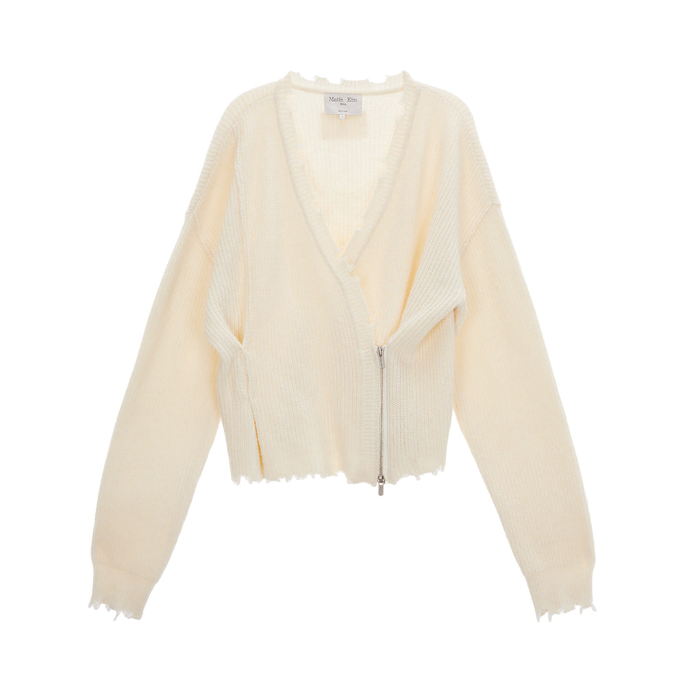 
                  
                    MATIN KIM PINCHED TWO WAY KNIT ZIP CARDIGAN IVORY
                  
                