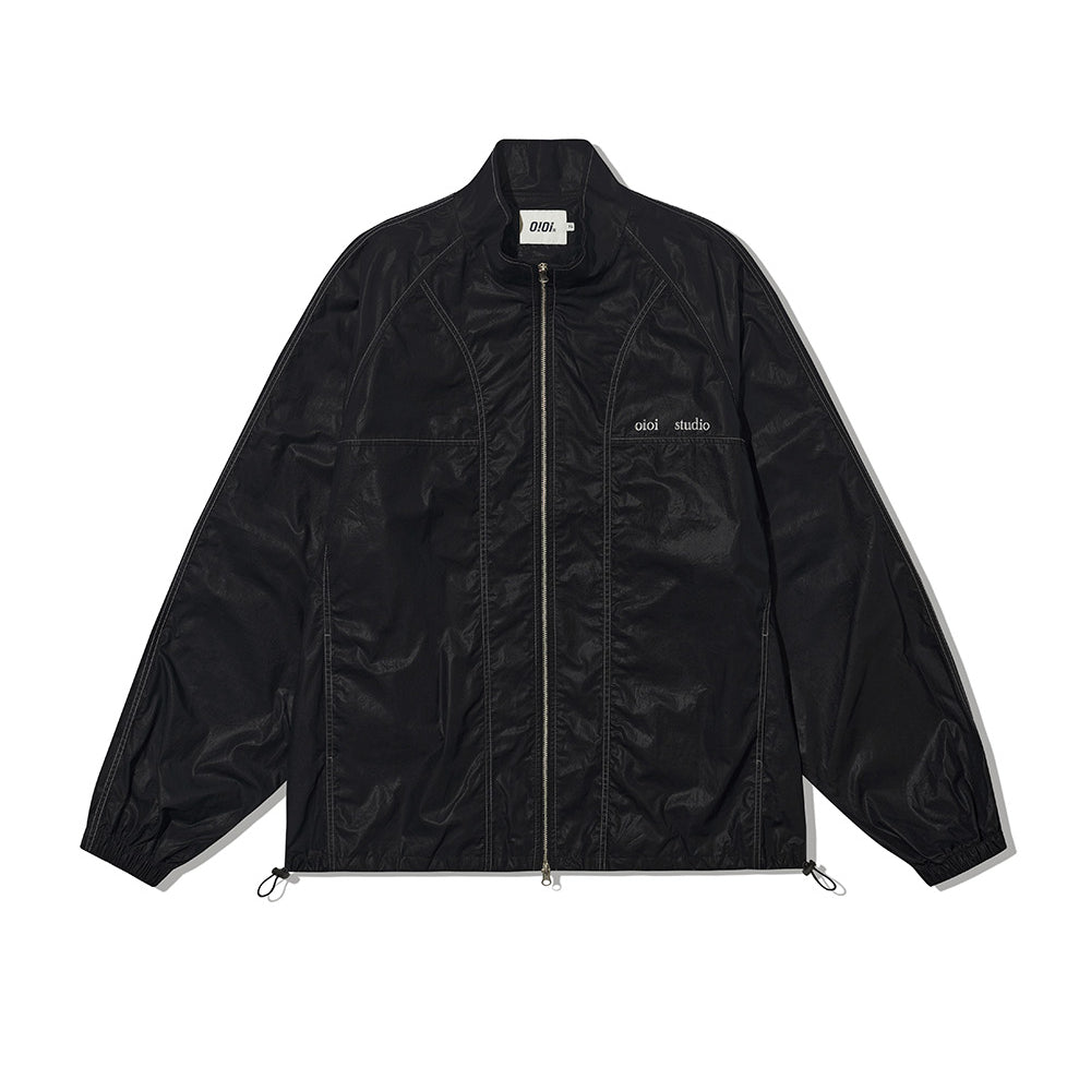 O!Oi LAYERED LOGO COATING WINDBREAKER BLACK