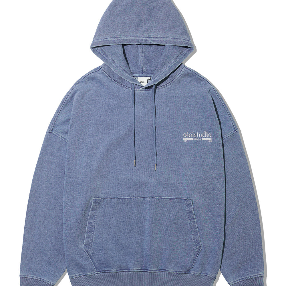 O!Oi LAYERED LOGO HOODIE LIGHT BLUE