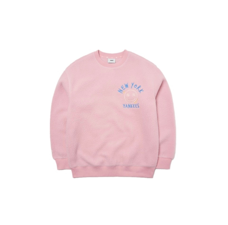 【IN STOCK】MLB NEW YORK YANKEE SMILE SWEATSHIRT PINK