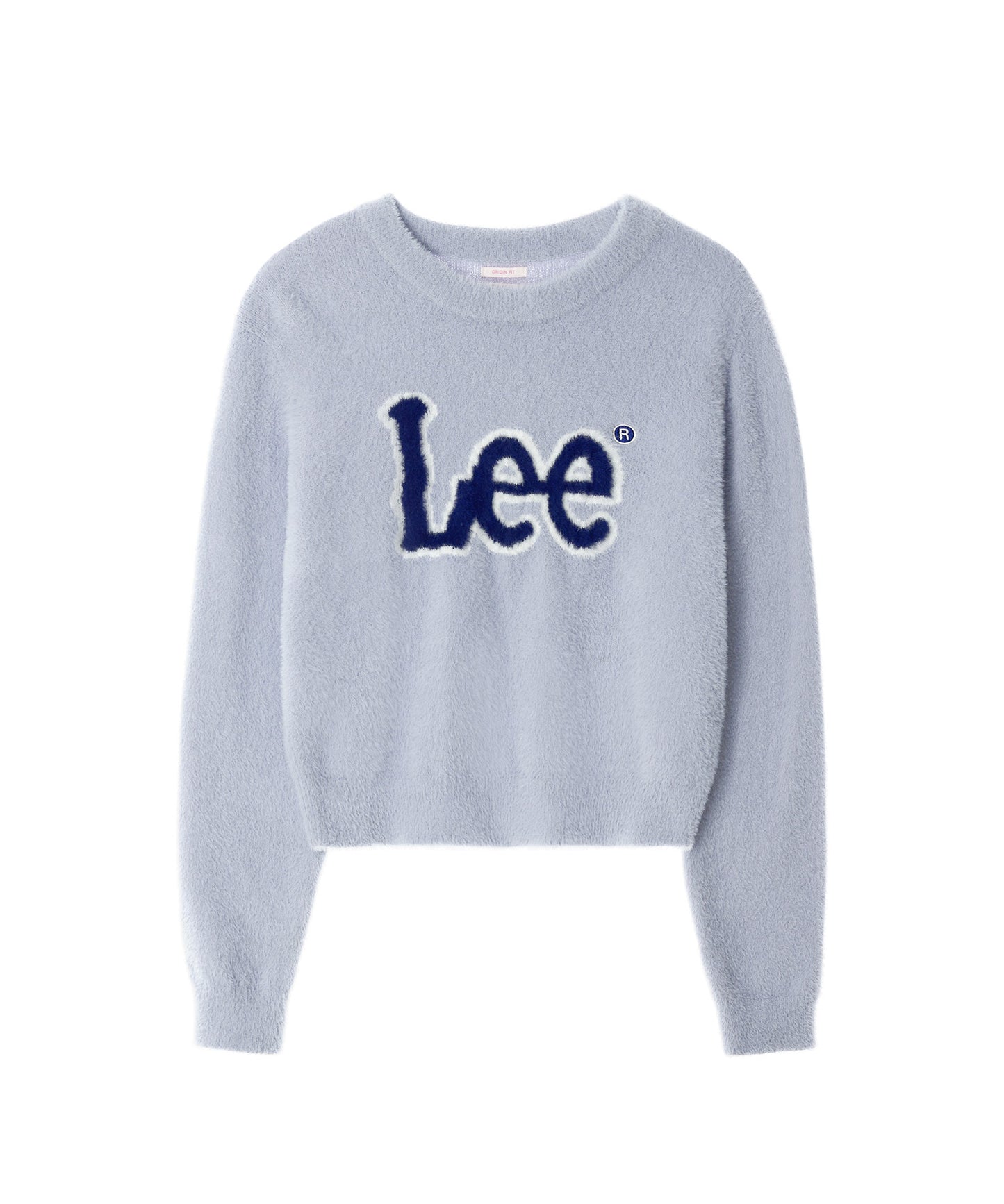 LEE Women's Round Neck Hairy Logo Knit Sky Blue