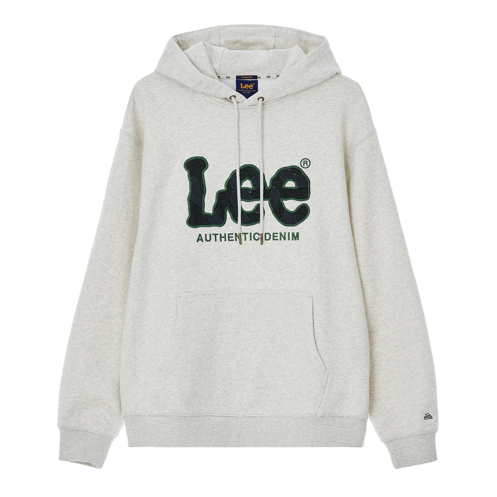 LEE Big Twitch Denim Applique Hoodie Oatmeal