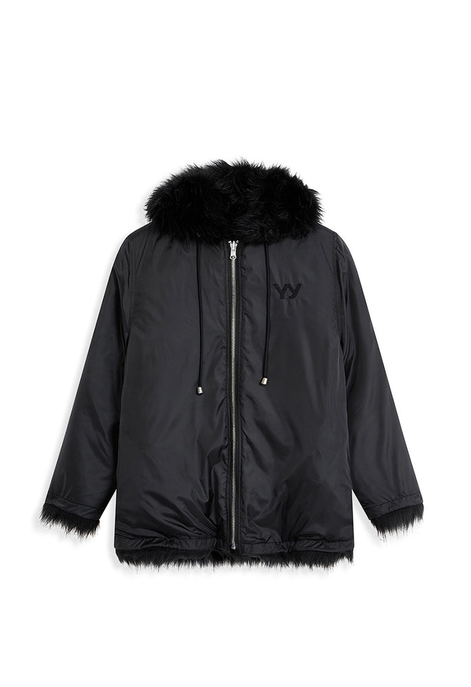 
                  
                    OPEN YY REVERSIBLE FAUX FUR HOOD JACKET BLACK
                  
                