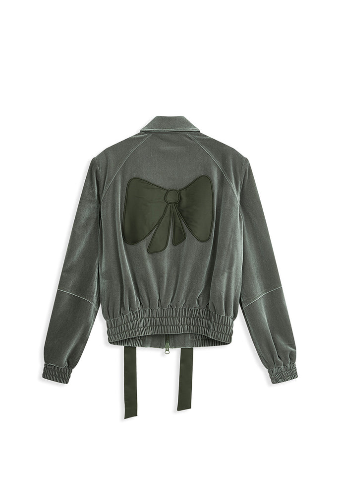 
                  
                    OPEN YY TIE VELVET BOMBER JACKET OLIVE
                  
                