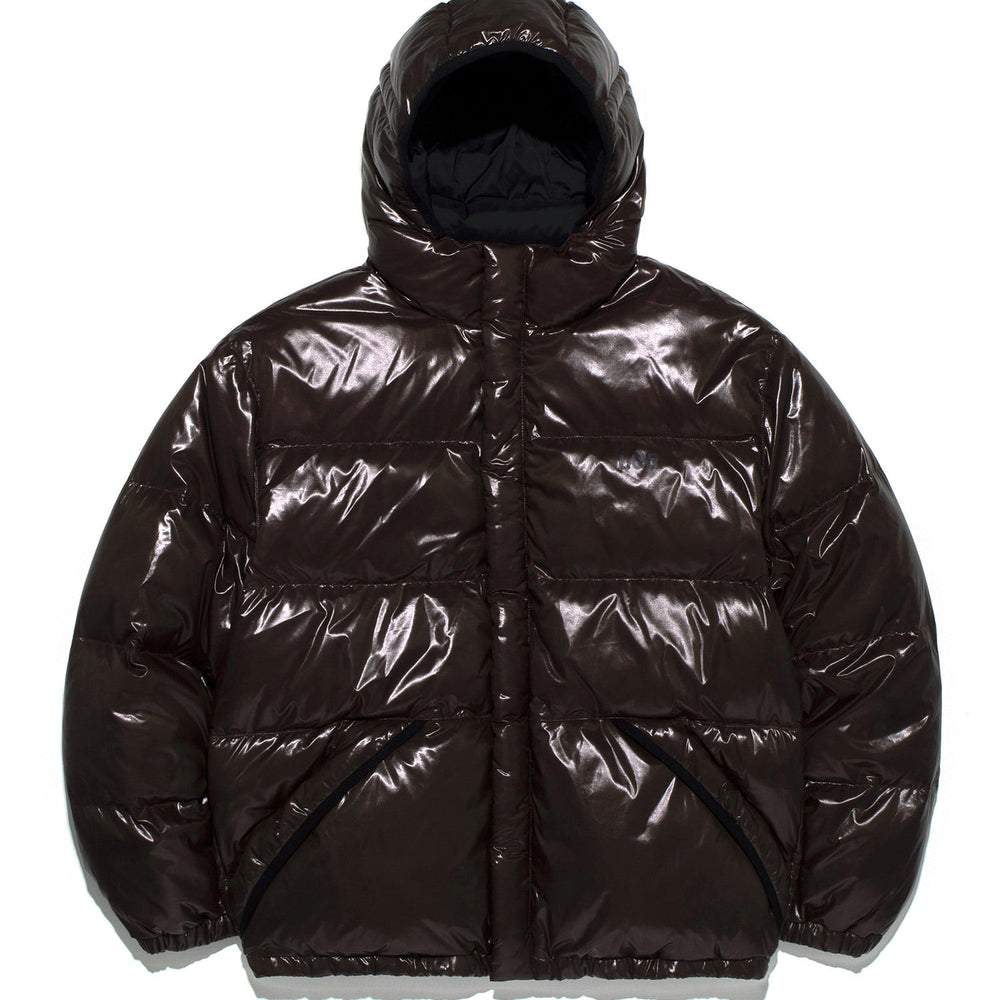 LEE Hood Glossy Short Down Jacket Brown