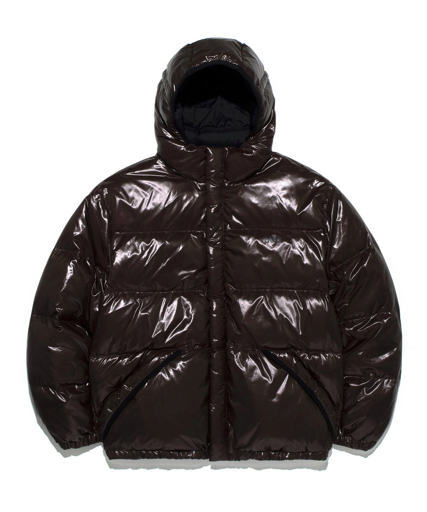 LEE Hood Glossy Short Down Jacket Brown