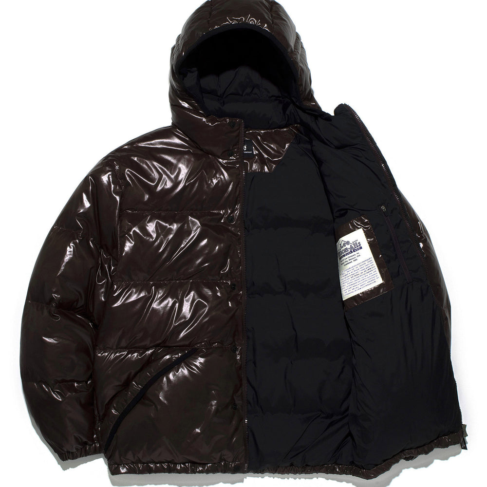 LEE Hood Glossy Short Down Jacket Brown