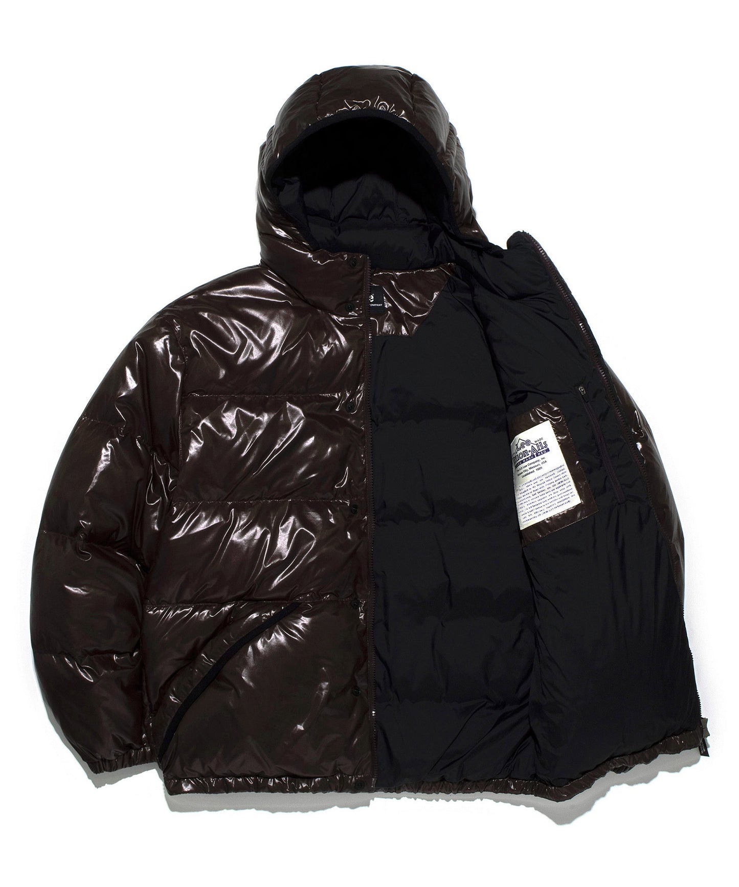 LEE Hood Glossy Short Down Jacket Brown