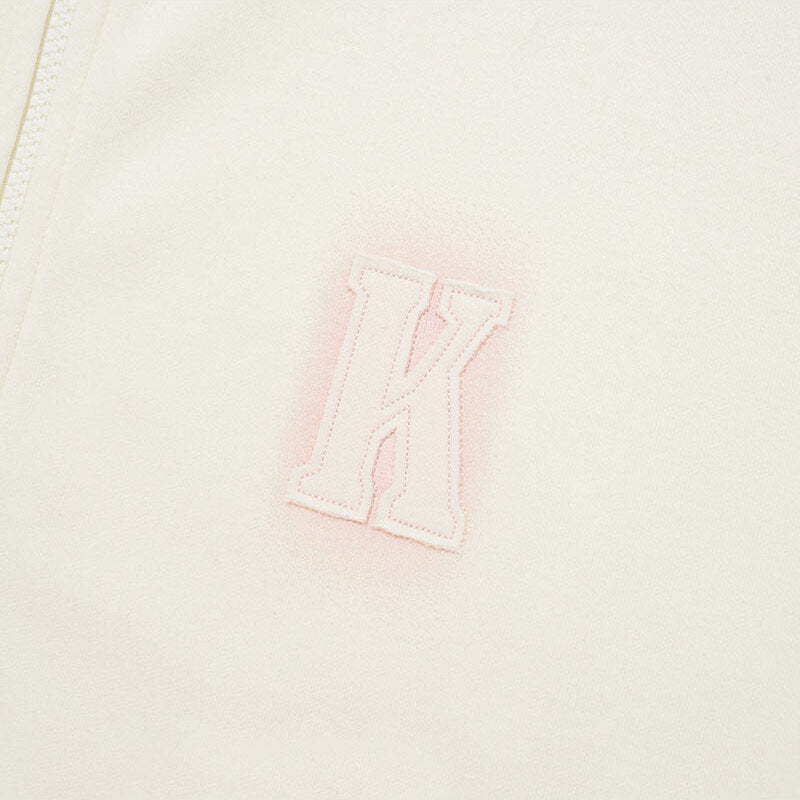 KIRSH WORDING APPLIQUE HOODIE ZIP UP IVORY