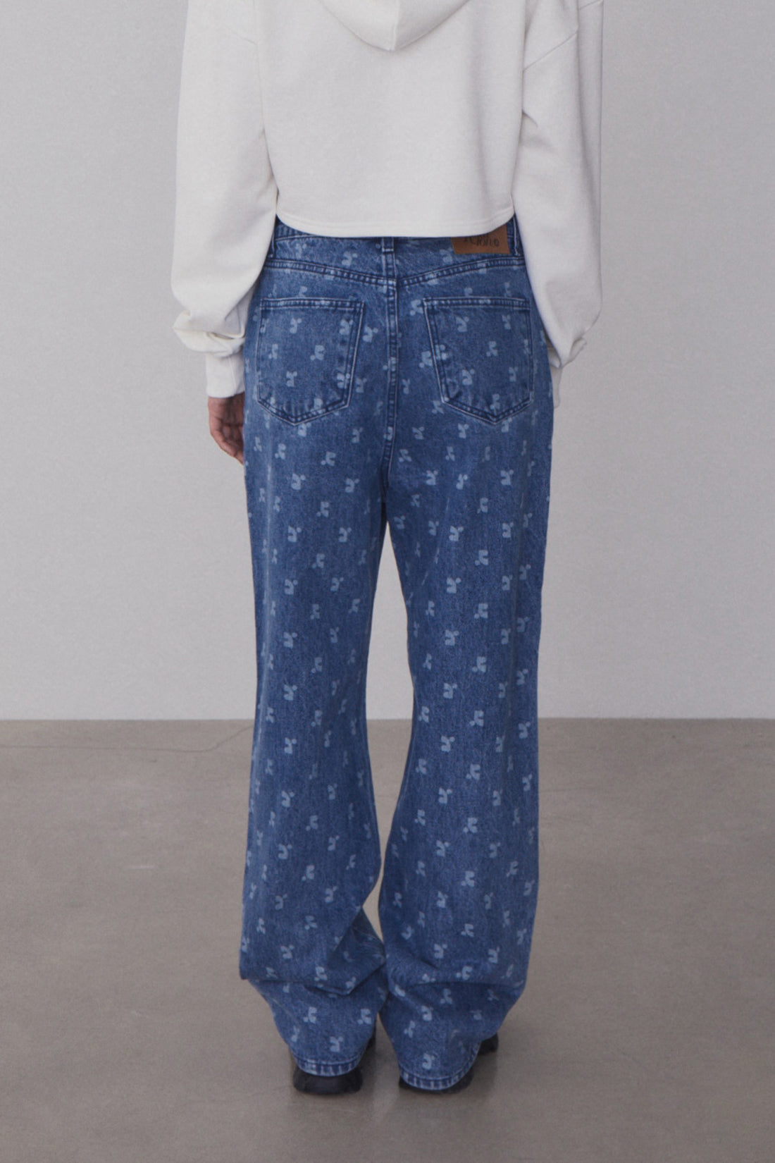 RR PRINTED DENIM PANTS - BLUE