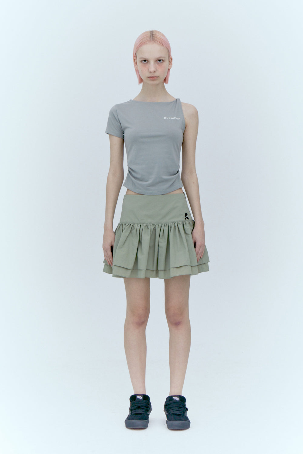 RUFFLE MINI SKIRT - KHAKI