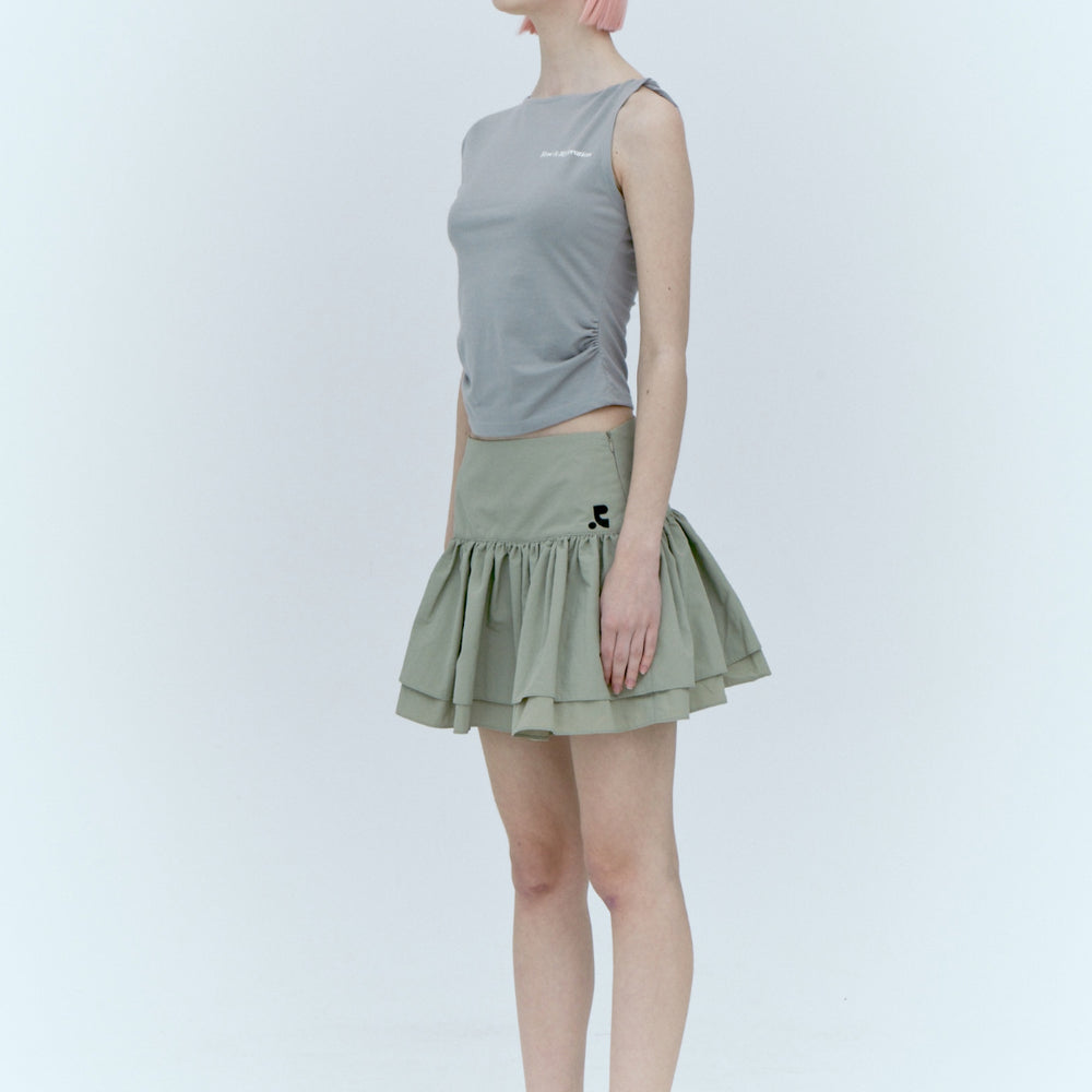 RUFFLE MINI SKIRT - KHAKI