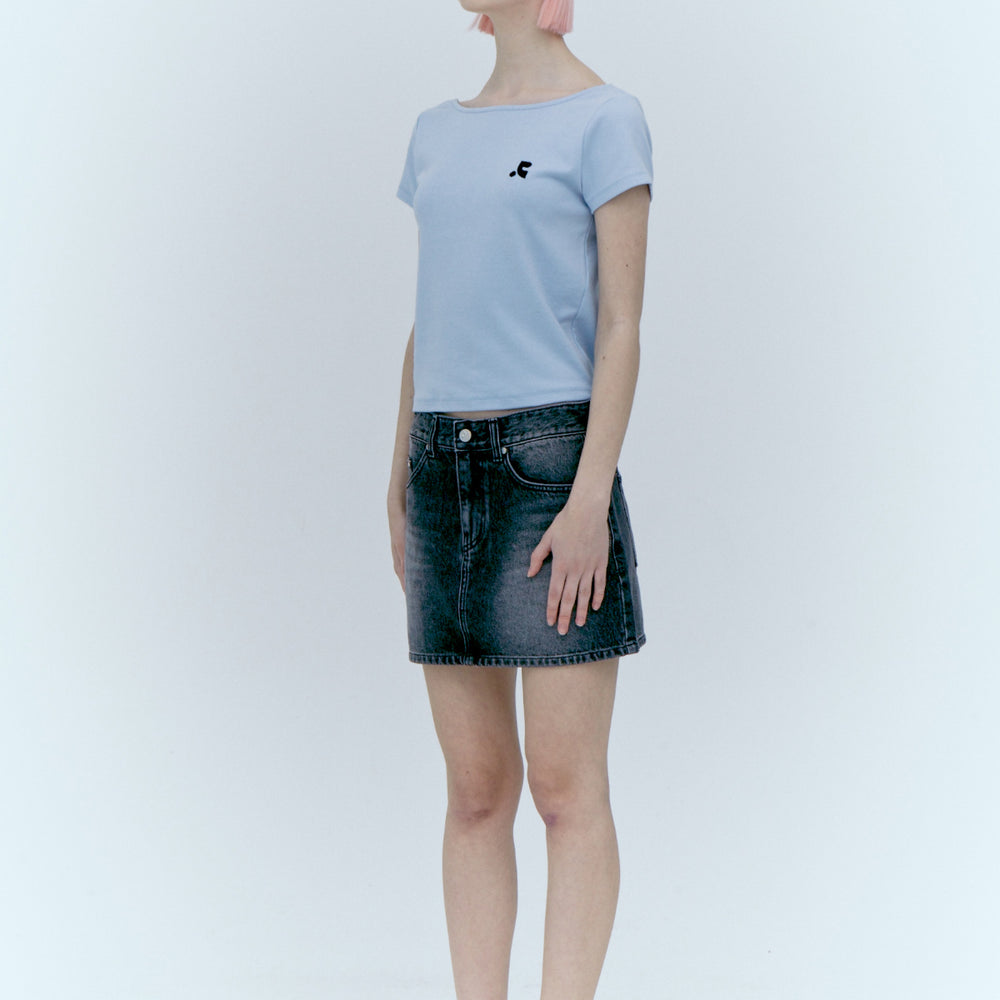 DENIM MINI SKIRT - BLACK