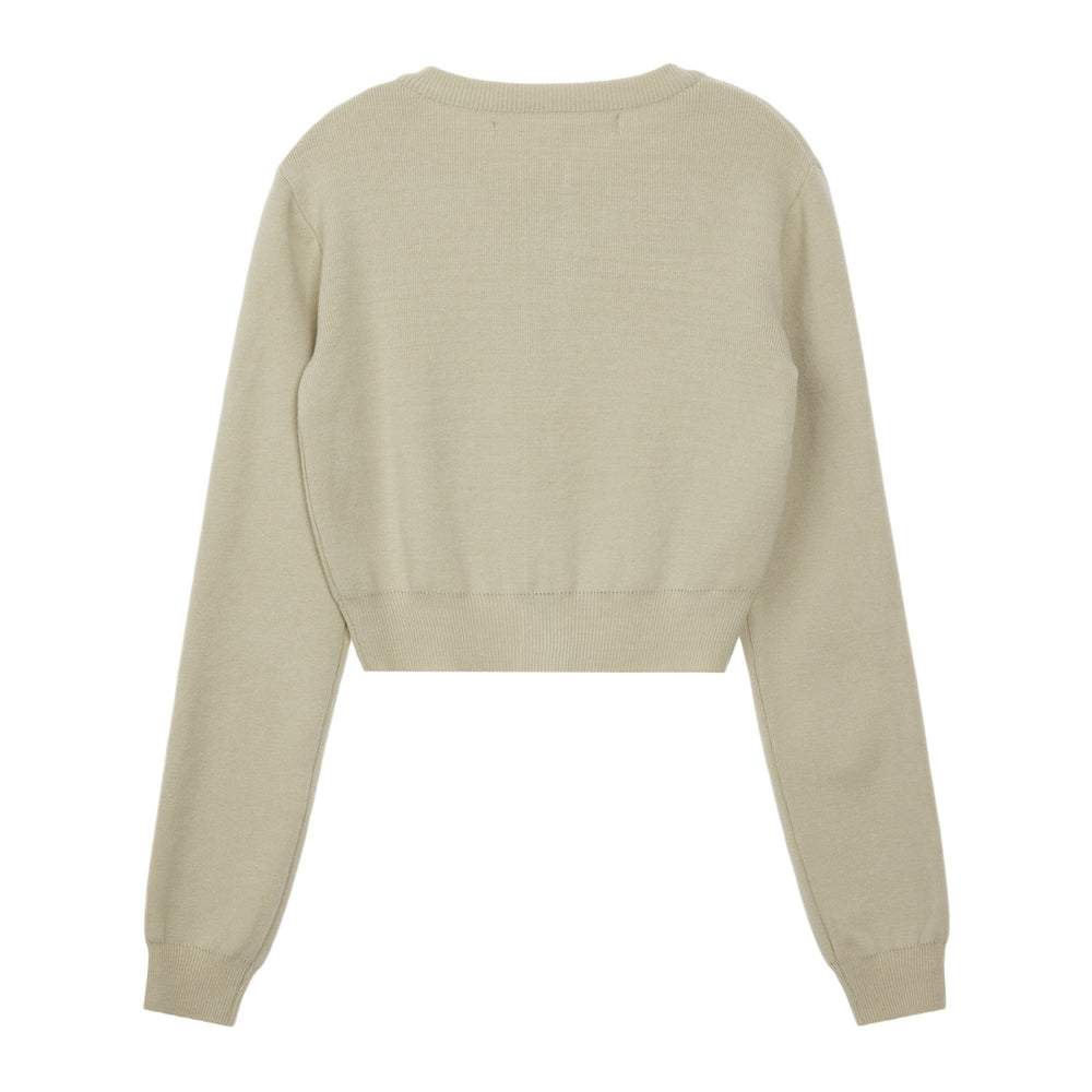 
                  
                    CROPPED KNIT CARDIGAN - BEIGE
                  
                