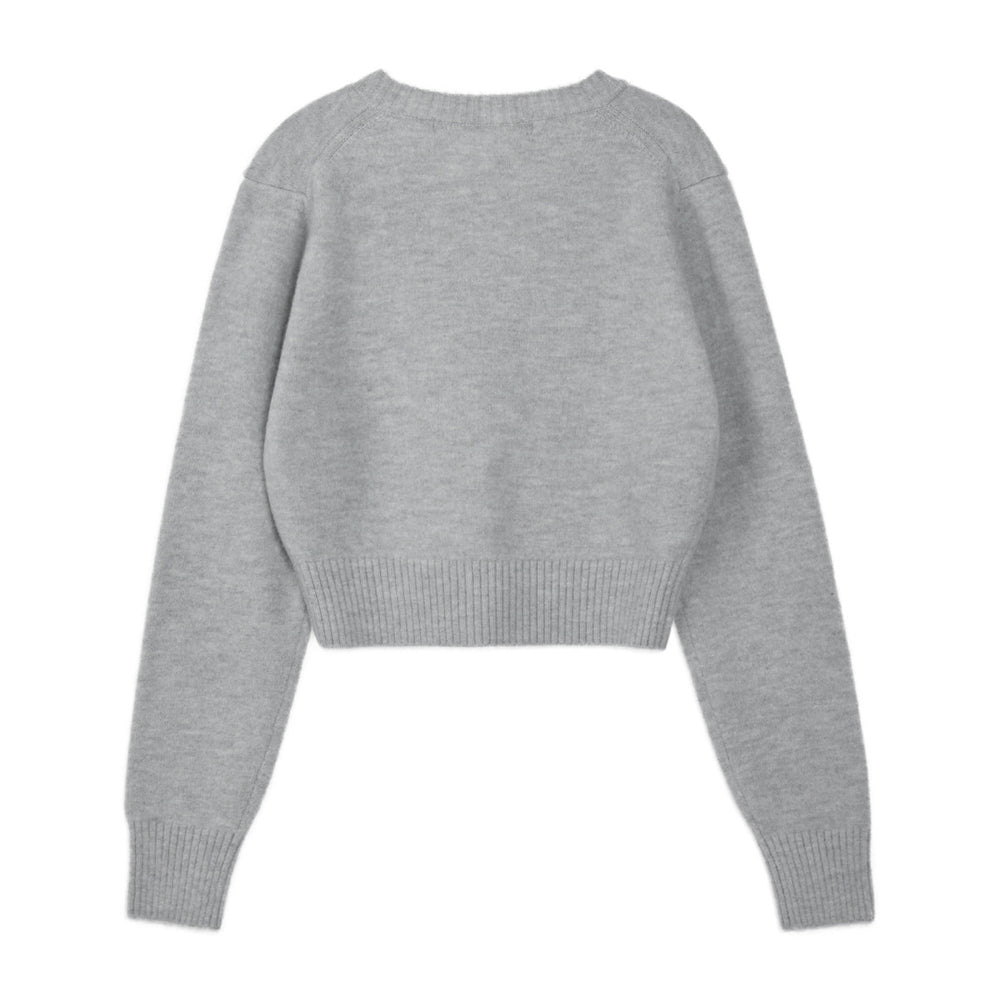 
                  
                    WOOL V-NECK CROPPED KNIT - GRAY
                  
                