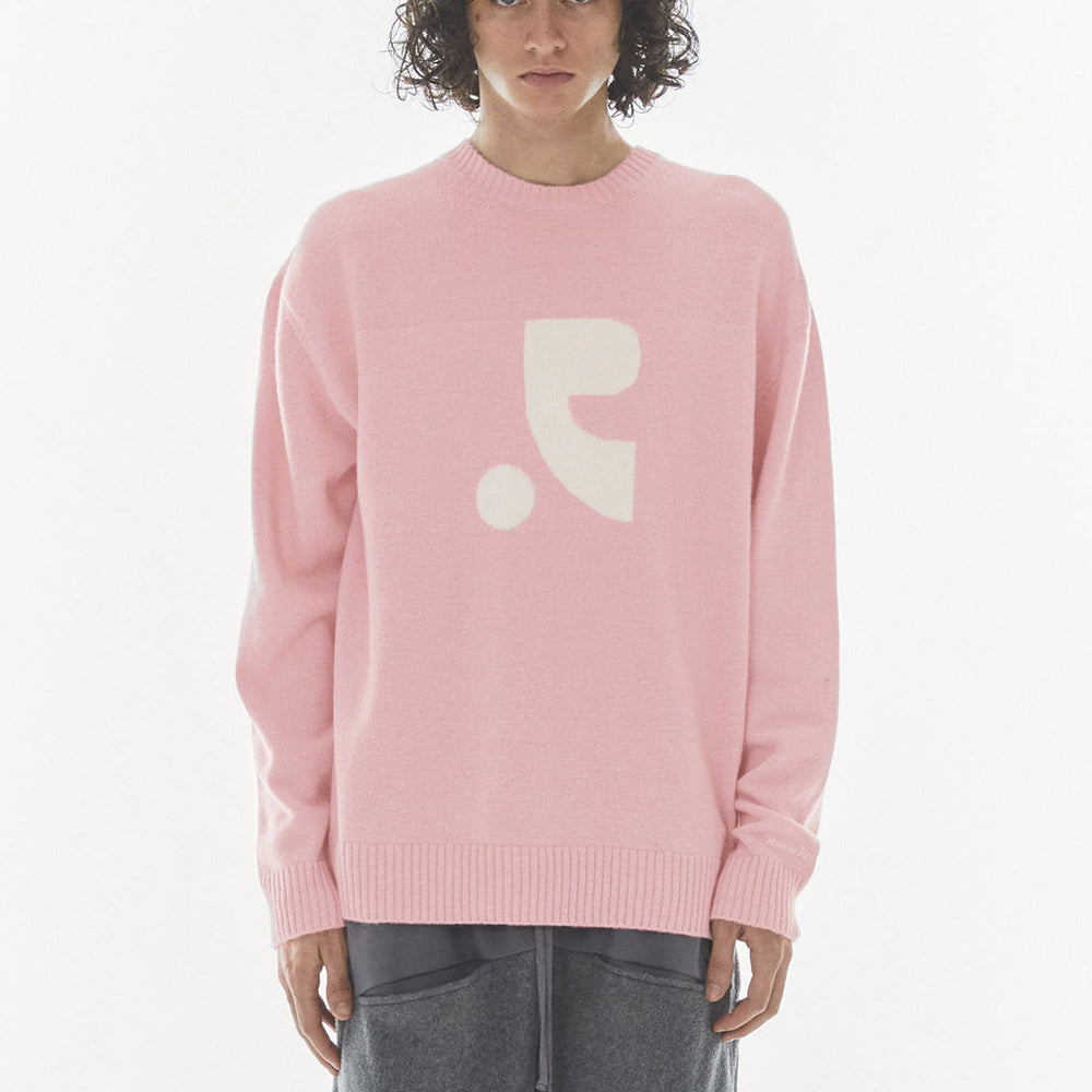 OVERSIZED JACQUARD KNIT TOP - PINK