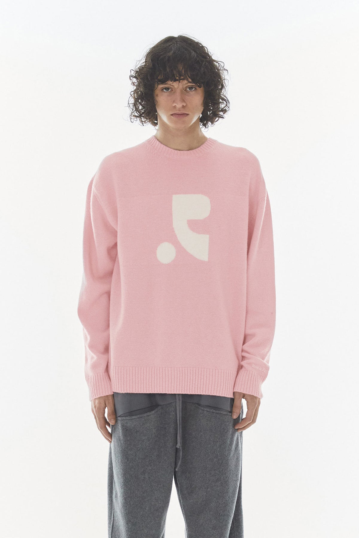 OVERSIZED JACQUARD KNIT TOP - PINK