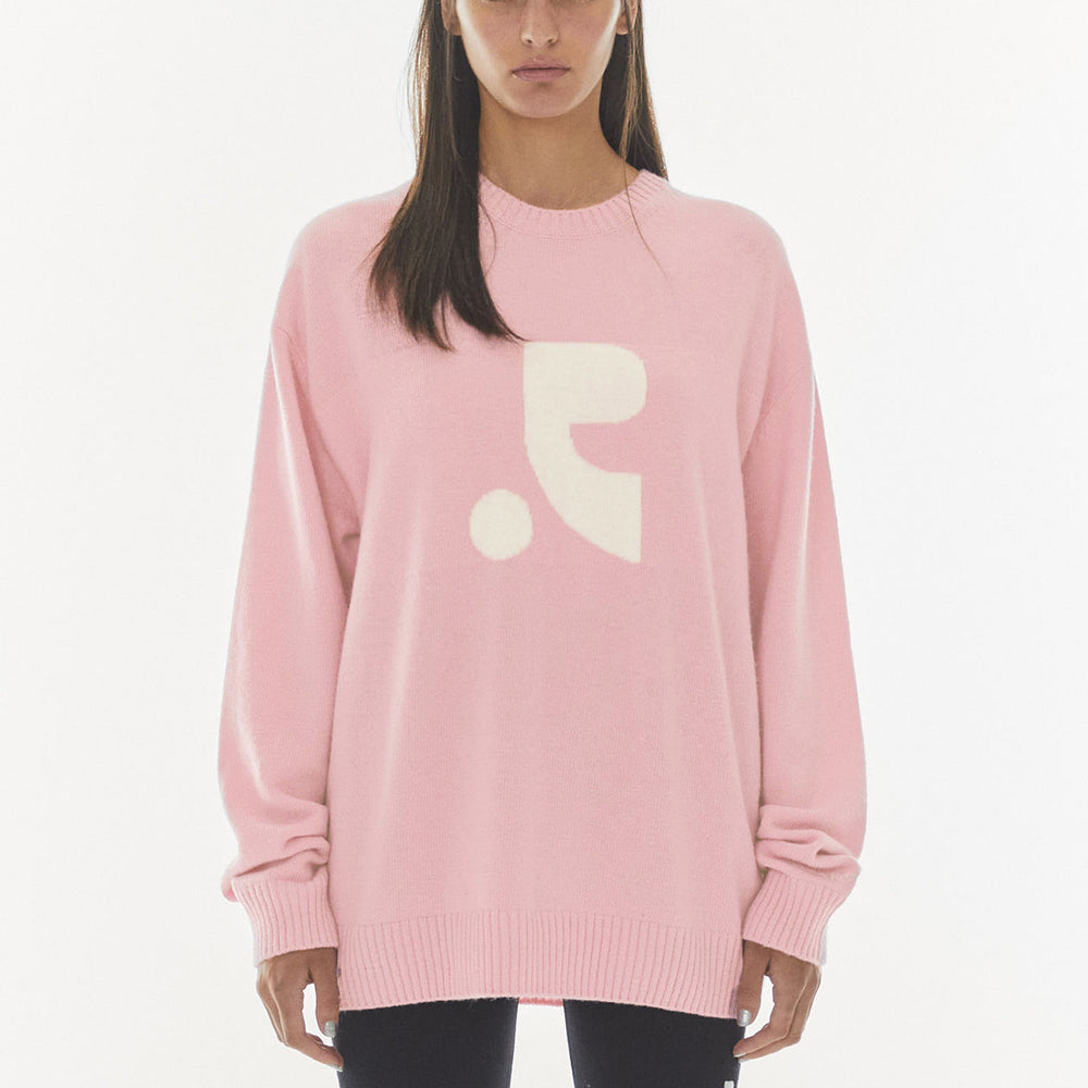 OVERSIZED JACQUARD KNIT TOP - PINK