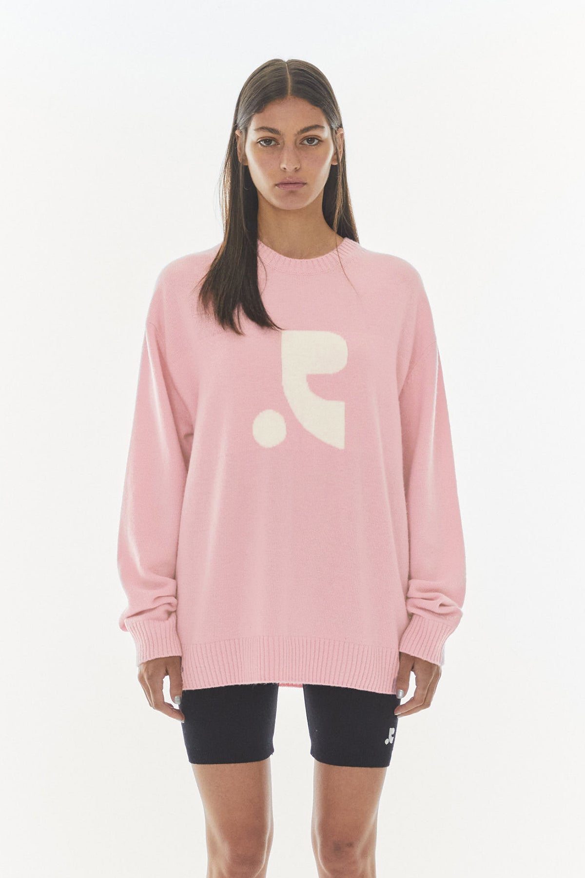 OVERSIZED JACQUARD KNIT TOP - PINK