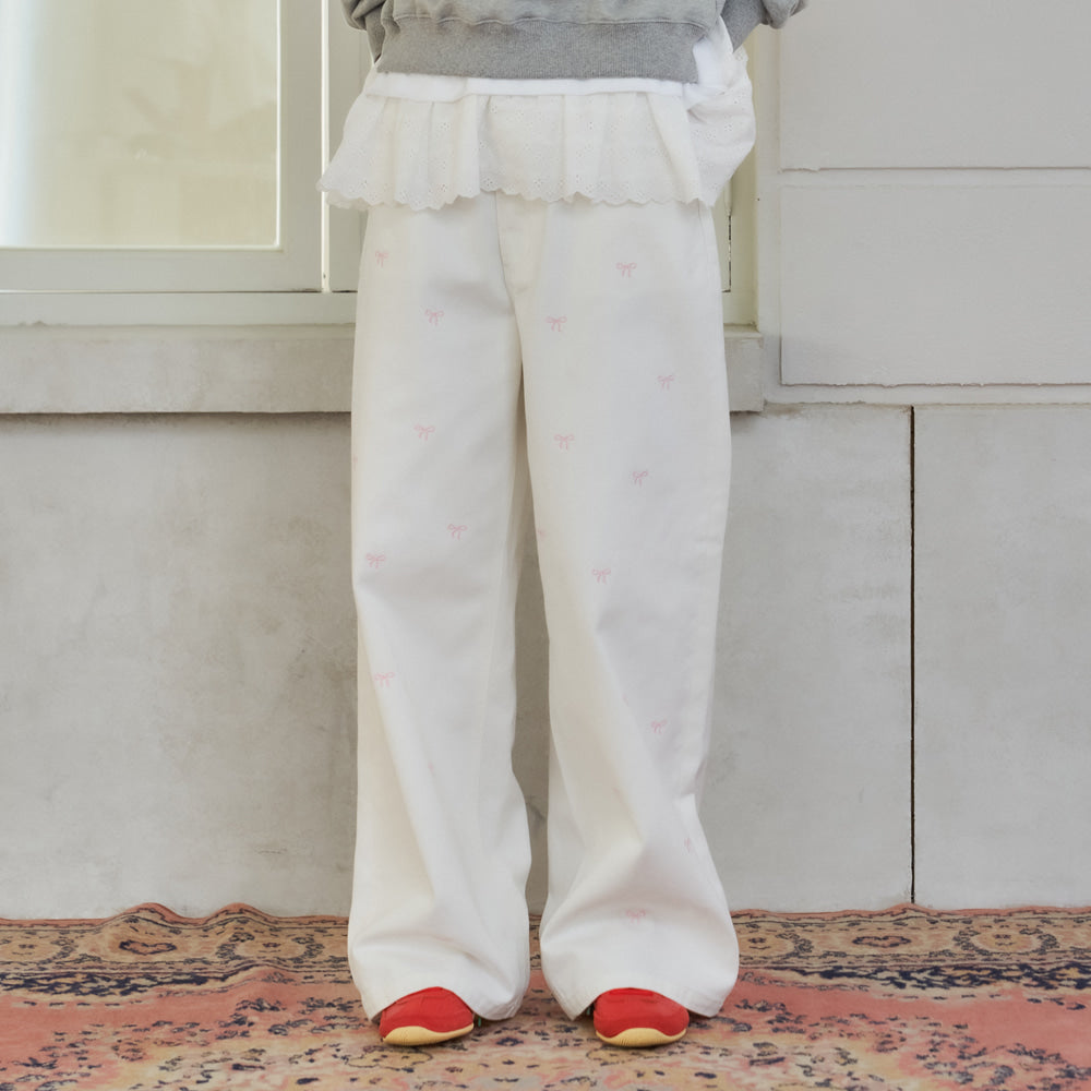 
                  
                    RONRON RIBBON PATTERN WIDE DENIM PANTS WHITE
                  
                