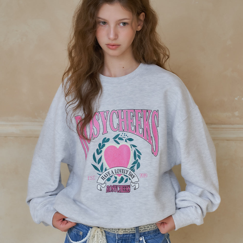 
                  
                    RONRON ROSY CHEEKS HEART LAUREL SWEATSHIRTS WHITE MELANGE
                  
                