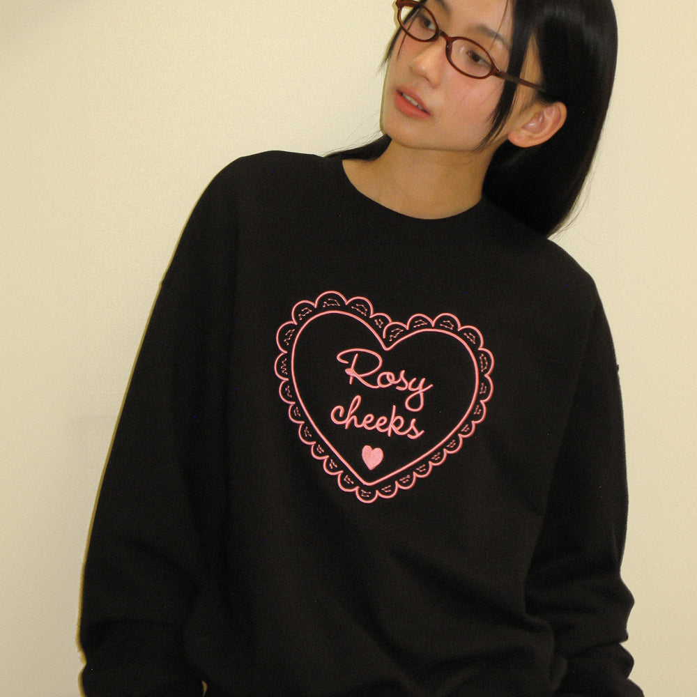 
                  
                    RONRON ROSY CHEEKS HEART EMBROIDERY SWEATSHIRTS BLACK
                  
                