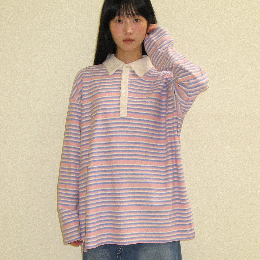 
                  
                    RONRON RUGBY HENRYNECK COLLAR T SHIRT PINK STRIPE
                  
                