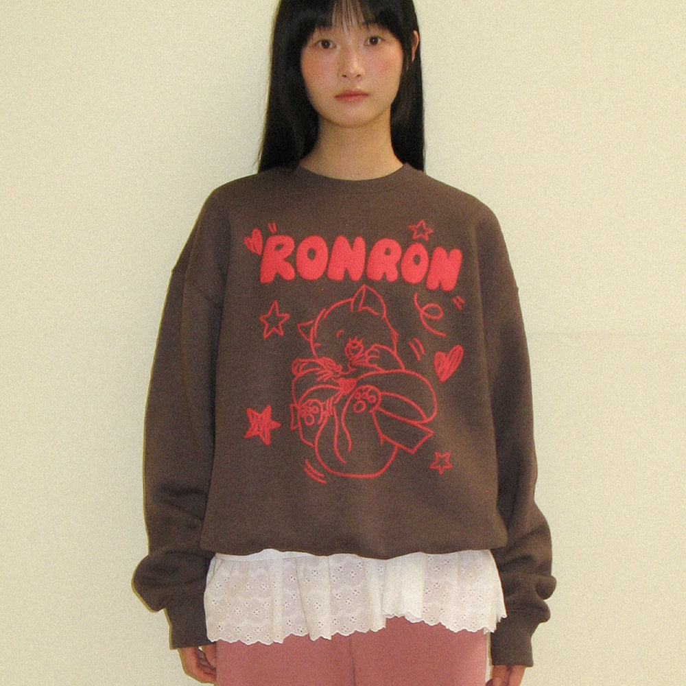 
                  
                    RONRON EMBO KITSCH CAT SWEATSHIRT BROWN
                  
                